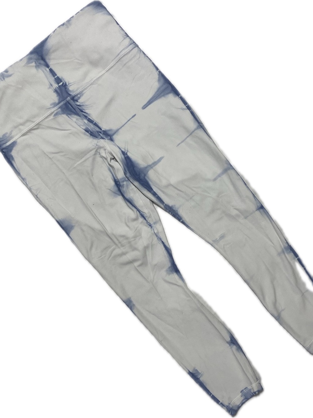 Athleta Elation super high rise White Leggings with Blue Tie-Dye